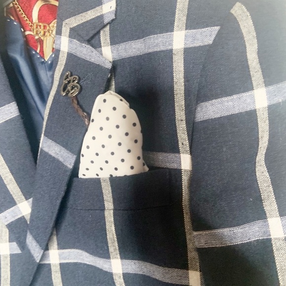 Boys Navy Plaid blazer size 4/5 - Picture 3 of 8